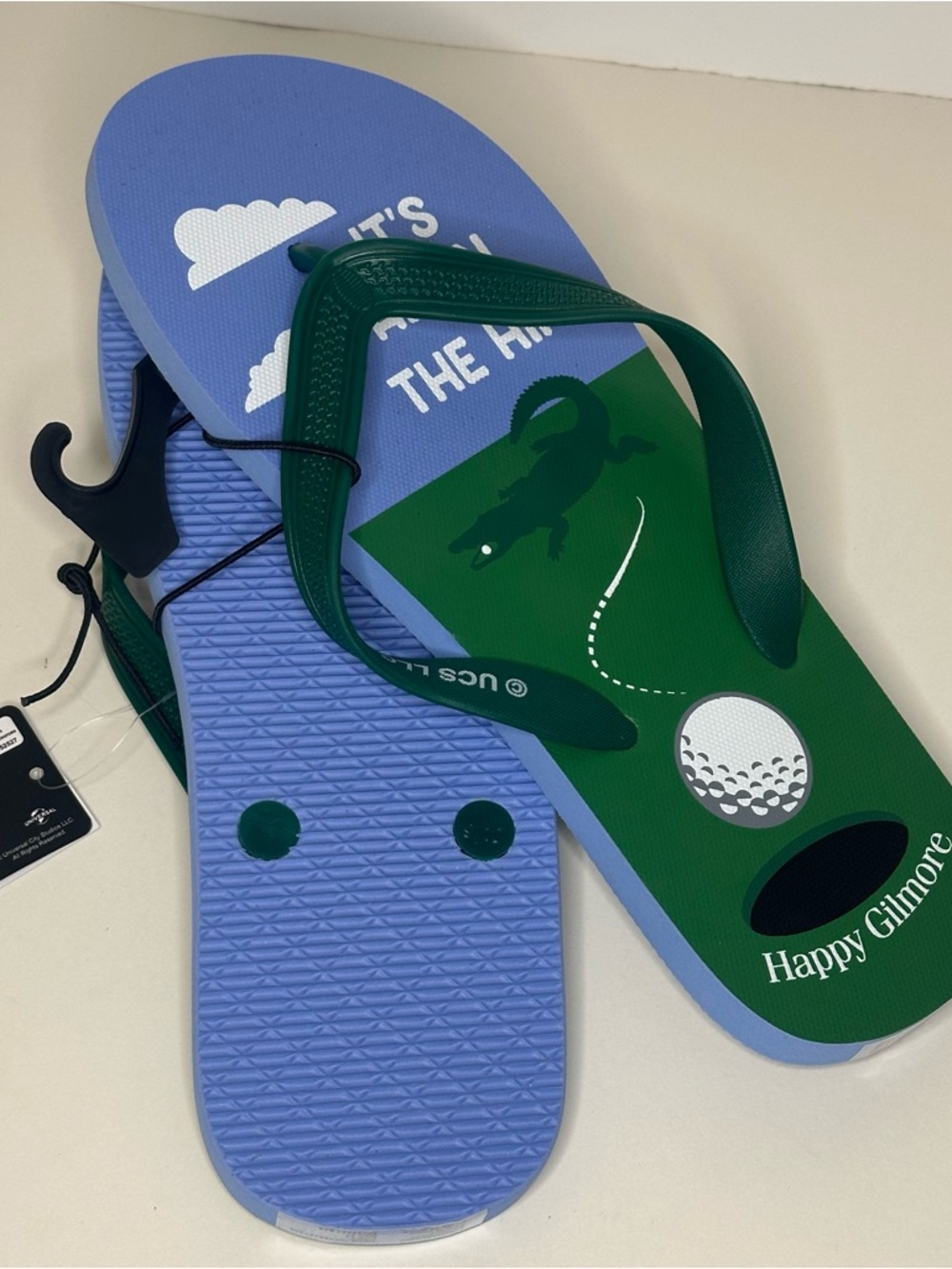 Happy Gilmore Bioworld Men 9 Green Golf FlipFlop Sandals Graphic Movie Quote NEW